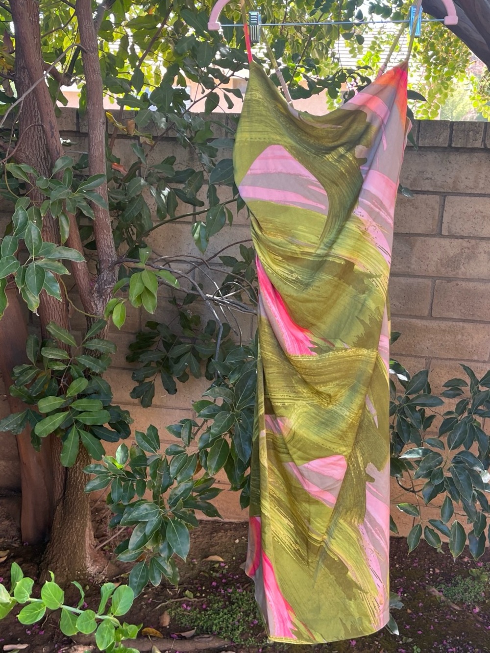 BCBG New York Olive Green & Pink Multicolor Shoulder Bag